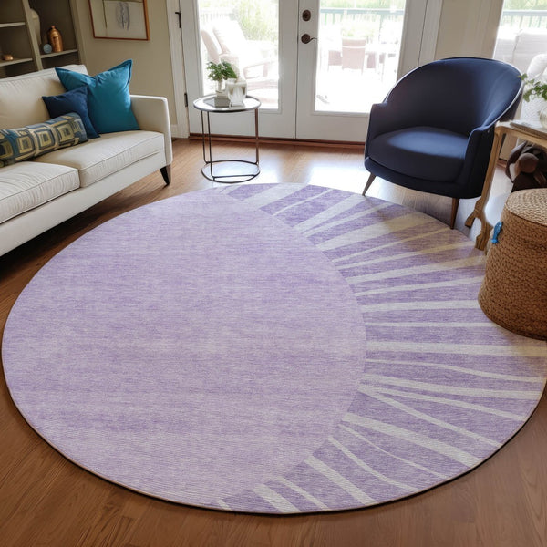 Homeroots 3' Abstract Washable Area Rug In Green And Mint - Perfect For Indoor And Outdoor Spaces! 8' Round Polyester 580846