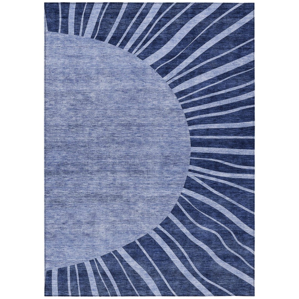 HomeRoots 5' Modern Abstract Navy Blue and Sky Blue Indoor Outdoor Area Rug – Durable, Washable, Stylish Decor 5' X 8' 580851