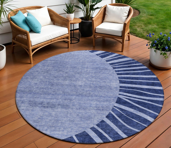 Homeroots 3' Abstract Washable Area Rug In Green And Mint - Perfect For Indoor And Outdoor Spaces! 8' Round Polyester 580852