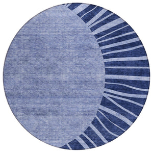 HomeRoots 5' Modern Abstract Navy Blue and Sky Blue Indoor Outdoor Area Rug – Durable, Washable, Stylish Decor 8' Round 580852