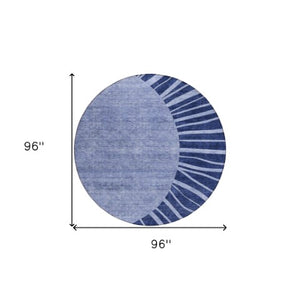 Homeroots 3' Abstract Washable Area Rug In Green And Mint - Perfect For Indoor And Outdoor Spaces! 8' Round Polyester 580852