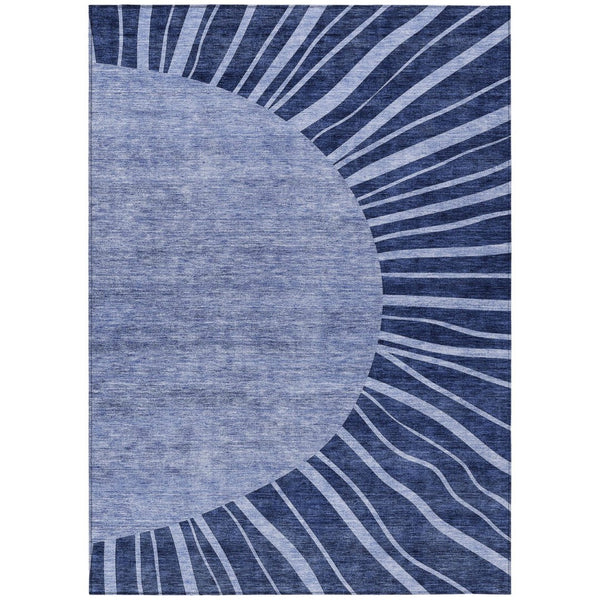 HomeRoots 5' Modern Abstract Navy Blue and Sky Blue Indoor Outdoor Area Rug – Durable, Washable, Stylish Decor 8' X 10' 580853