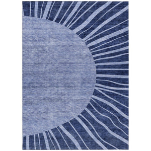 HomeRoots 9' Navy Blue and Sky Blue Abstract Area Rug - Durable, Washable Design for Indoor and Outdoor Use 9' X 12' 580854