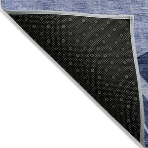 HomeRoots 5' Modern Abstract Navy Blue and Sky Blue Indoor Outdoor Area Rug – Durable, Washable, Stylish Decor 10' X 14' 580855