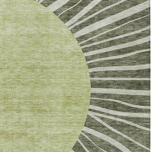 Homeroots 3' Abstract Washable Area Rug In Green And Mint - Perfect For Indoor And Outdoor Spaces! 3' X 5' Polyester 580856