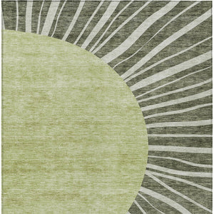 Homeroots 3' Abstract Washable Area Rug In Green And Mint - Perfect For Indoor And Outdoor Spaces! 5' X 8' Polyester 580857