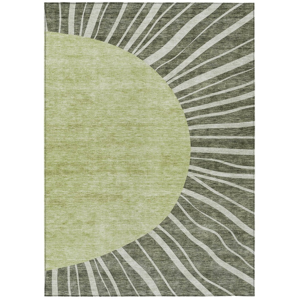 HomeRoots 5' Olive and Artichoke Abstract Area Rug - Washable, Durable, Perfect for Indoor & Outdoor Spaces 5' X 8' 580857