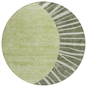 HomeRoots 5' Olive and Artichoke Abstract Area Rug - Washable, Durable, Perfect for Indoor & Outdoor Spaces 8' Round 580858