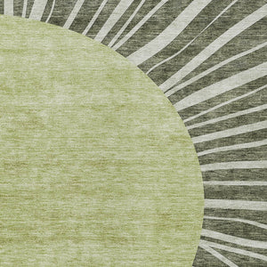 Homeroots 3' Abstract Washable Area Rug In Green And Mint - Perfect For Indoor And Outdoor Spaces! 8' X 10' Polyester 580859