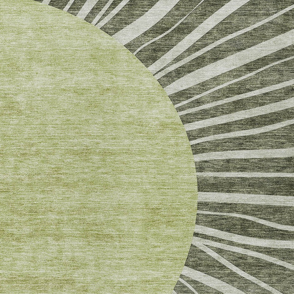 Homeroots 3' Abstract Washable Area Rug In Green And Mint - Perfect For Indoor And Outdoor Spaces! 9' X 12' Polyester 580860