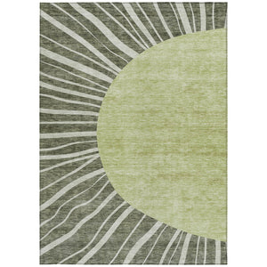 Homeroots 3' Abstract Washable Area Rug In Green And Mint - Perfect For Indoor And Outdoor Spaces! 10' X 14' Polyester 580861