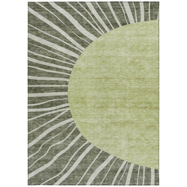 Homeroots 3' Abstract Washable Area Rug In Green And Mint - Perfect For Indoor And Outdoor Spaces! 10' X 14' Polyester 580861
