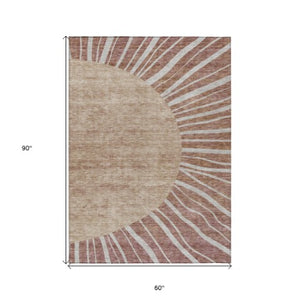 Homeroots 3' Abstract Washable Area Rug In Green And Mint - Perfect For Indoor And Outdoor Spaces! 5' X 8' Polyester 580863
