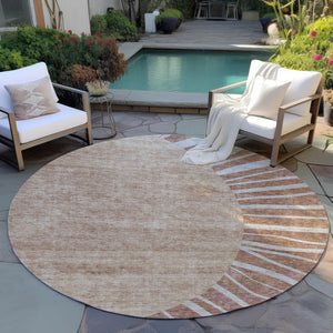 Homeroots 3' Abstract Washable Area Rug In Green And Mint - Perfect For Indoor And Outdoor Spaces! 8' Round Polyester 580864