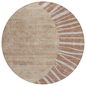 HomeRoots 5' Vibrant Orange and Copper Abstract Area Rug – Durable, Washable Design for Indoor/Outdoor Use 8' Round 580864