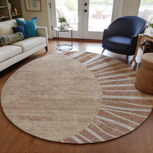 Homeroots 3' Abstract Washable Area Rug In Green And Mint - Perfect For Indoor And Outdoor Spaces! 8' Round Polyester 580864