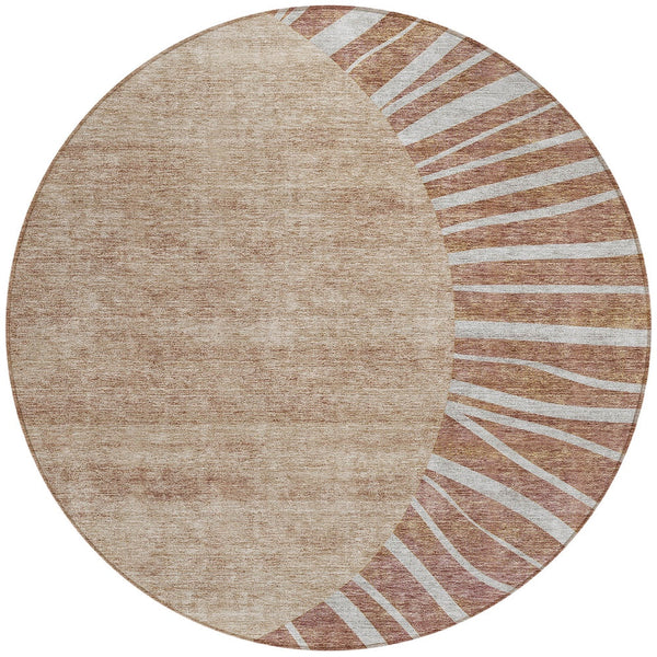 Homeroots 3' Abstract Washable Area Rug In Green And Mint - Perfect For Indoor And Outdoor Spaces! 8' Round Polyester 580864