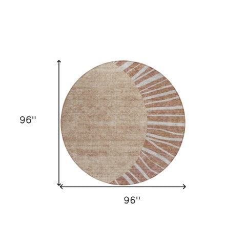 Homeroots 3' Abstract Washable Area Rug In Green And Mint - Perfect For Indoor And Outdoor Spaces! 8' Round Polyester 580864