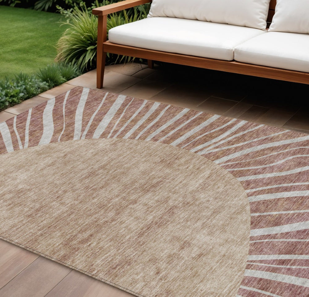 HomeRoots 5' Vibrant Orange and Copper Abstract Area Rug – Durable, Washable Design for Indoor/Outdoor Use 10' X 14' 580867