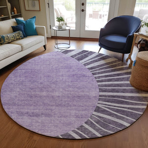 Homeroots 3' Abstract Washable Area Rug In Green And Mint - Perfect For Indoor And Outdoor Spaces! 8' Round Polyester 580870