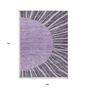 HomeRoots 9' Abstract Washable Area Rug in Rich Eggplant and Soft Lavender - Perfect for Indoor & Outdoor Use 9' X 12' 580872