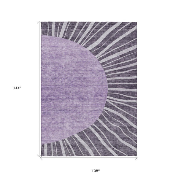 HomeRoots 9' Abstract Washable Area Rug in Rich Eggplant and Soft Lavender - Perfect for Indoor & Outdoor Use 9' X 12' 580872