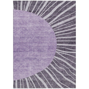 HomeRoots 9' Abstract Washable Area Rug in Rich Eggplant and Soft Lavender - Perfect for Indoor & Outdoor Use 9' X 12' 580872