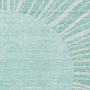 Homeroots 3' Abstract Washable Area Rug In Green And Mint - Perfect For Indoor And Outdoor Spaces! 3' X 5' Polyester 580874