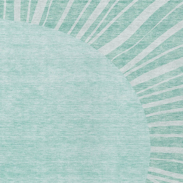 Homeroots 3' Abstract Washable Area Rug In Green And Mint - Perfect For Indoor And Outdoor Spaces! 3' X 5' Polyester 580874