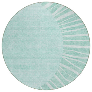 HomeRoots 5' Modern Abstract Indoor/Outdoor Area Rug in Teal, Aqua & Mint Green – Washable & Durable Design 8' Round 580876