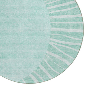 Homeroots 3' Abstract Washable Area Rug In Green And Mint - Perfect For Indoor And Outdoor Spaces! 8' Round Polyester 580876
