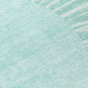 HomeRoots 5' Modern Abstract Indoor/Outdoor Area Rug in Teal, Aqua & Mint Green – Washable & Durable Design 8' Round 580876