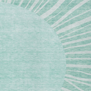 Homeroots 3' Abstract Washable Area Rug In Green And Mint - Perfect For Indoor And Outdoor Spaces! 8' X 10' Polyester 580877