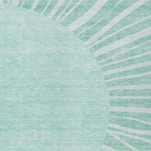 Homeroots 3' Abstract Washable Area Rug In Green And Mint - Perfect For Indoor And Outdoor Spaces! 8' X 10' Polyester 580877