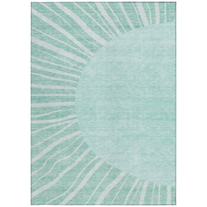 Homeroots 3' Abstract Washable Area Rug In Green And Mint - Perfect For Indoor And Outdoor Spaces! 9' X 12' Polyester 580878