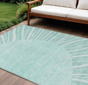 Homeroots 3' Abstract Washable Area Rug In Green And Mint - Perfect For Indoor And Outdoor Spaces! 9' X 12' Polyester 580878