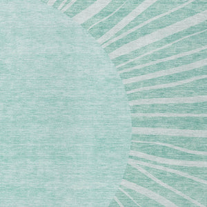 Homeroots 3' Abstract Washable Area Rug In Green And Mint - Perfect For Indoor And Outdoor Spaces! 9' X 12' Polyester 580878