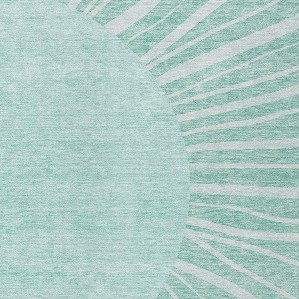 Homeroots 3' Abstract Washable Area Rug In Green And Mint - Perfect For Indoor And Outdoor Spaces! 9' X 12' Polyester 580878