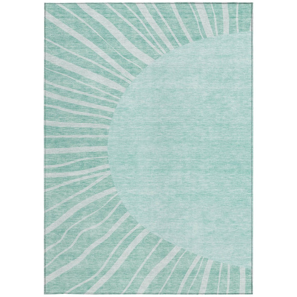 Homeroots 3' Abstract Washable Area Rug In Green And Mint - Perfect For Indoor And Outdoor Spaces! 10' X 14' Polyester 580879