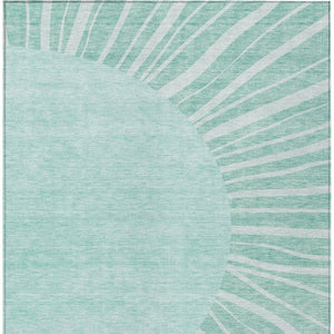 Homeroots 3' Abstract Washable Area Rug In Green And Mint - Perfect For Indoor And Outdoor Spaces! 10' X 14' Polyester 580879