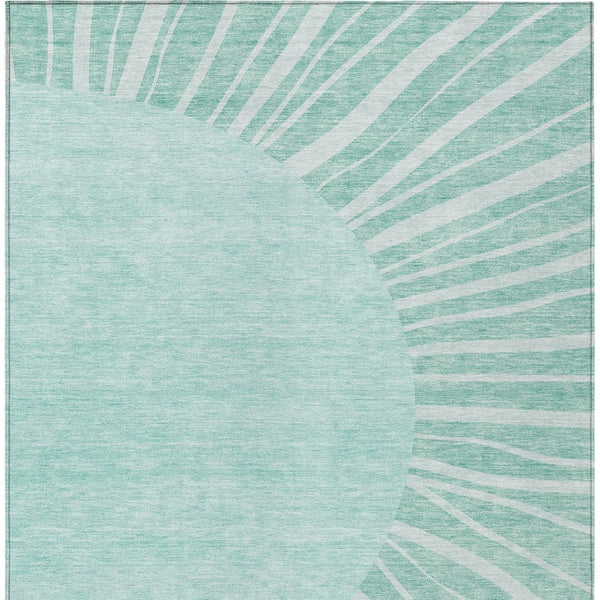 Homeroots 3' Abstract Washable Area Rug In Green And Mint - Perfect For Indoor And Outdoor Spaces! 10' X 14' Polyester 580879