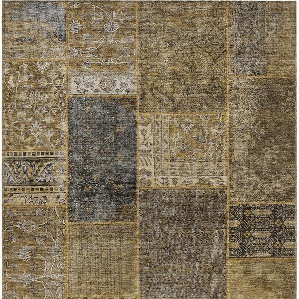 Homeroots 3' Stylish Brown Gray Charcoal Patchwork Washable Area Rug For Indoor And Outdoor Spaces 3' X 5' Polyester 580880