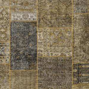 Homeroots 3' Stylish Brown Gray Charcoal Patchwork Washable Area Rug For Indoor And Outdoor Spaces 3' X 5' Polyester 580880