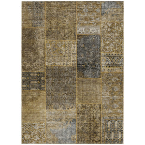 Homeroots 3' Stylish Brown Gray Charcoal Patchwork Washable Area Rug For Indoor And Outdoor Spaces 8' X 10' Polyester 580883