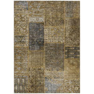 HomeRoots 9' Stylish Brown Gray Charcoal Patchwork Washable Area Rug for Indoor and Outdoor Spaces, Durable 9' X 12' 580884