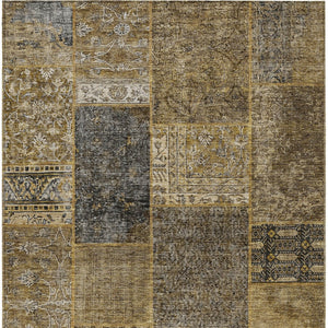 Homeroots 3' Stylish Brown Gray Charcoal Patchwork Washable Area Rug For Indoor And Outdoor Spaces 10' X 14' Polyester 580885