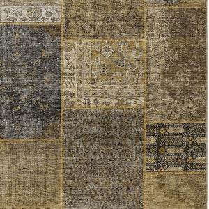 Homeroots 3' Stylish Brown Gray Charcoal Patchwork Washable Area Rug For Indoor And Outdoor Spaces 10' X 14' Polyester 580885