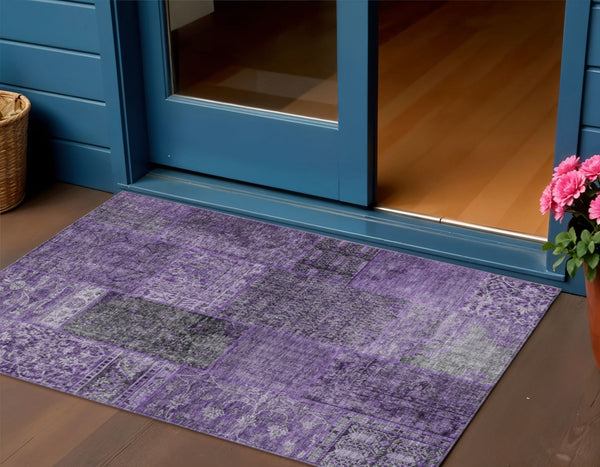 Homeroots 3' Stylish Brown Gray Charcoal Patchwork Washable Area Rug For Indoor And Outdoor Spaces 3' X 5' Polyester 580886