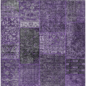 Homeroots 3' Stylish Brown Gray Charcoal Patchwork Washable Area Rug For Indoor And Outdoor Spaces 5' X 8' Polyester 580887