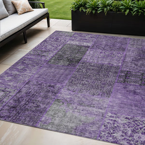 Homeroots 3' Stylish Brown Gray Charcoal Patchwork Washable Area Rug For Indoor And Outdoor Spaces 5' X 8' Polyester 580887